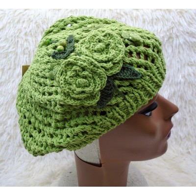  Summer Spring Winter Crochet Knit Slouchy Cap Hat Light Green  eb-73846390